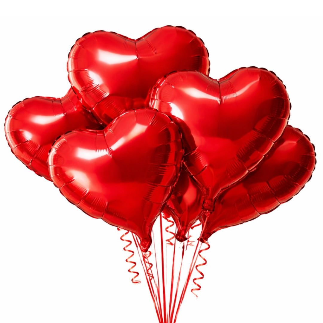 Red Heart Shape Foil Balloon Combo Pack - Helium Quality -18 inches - 4PC
