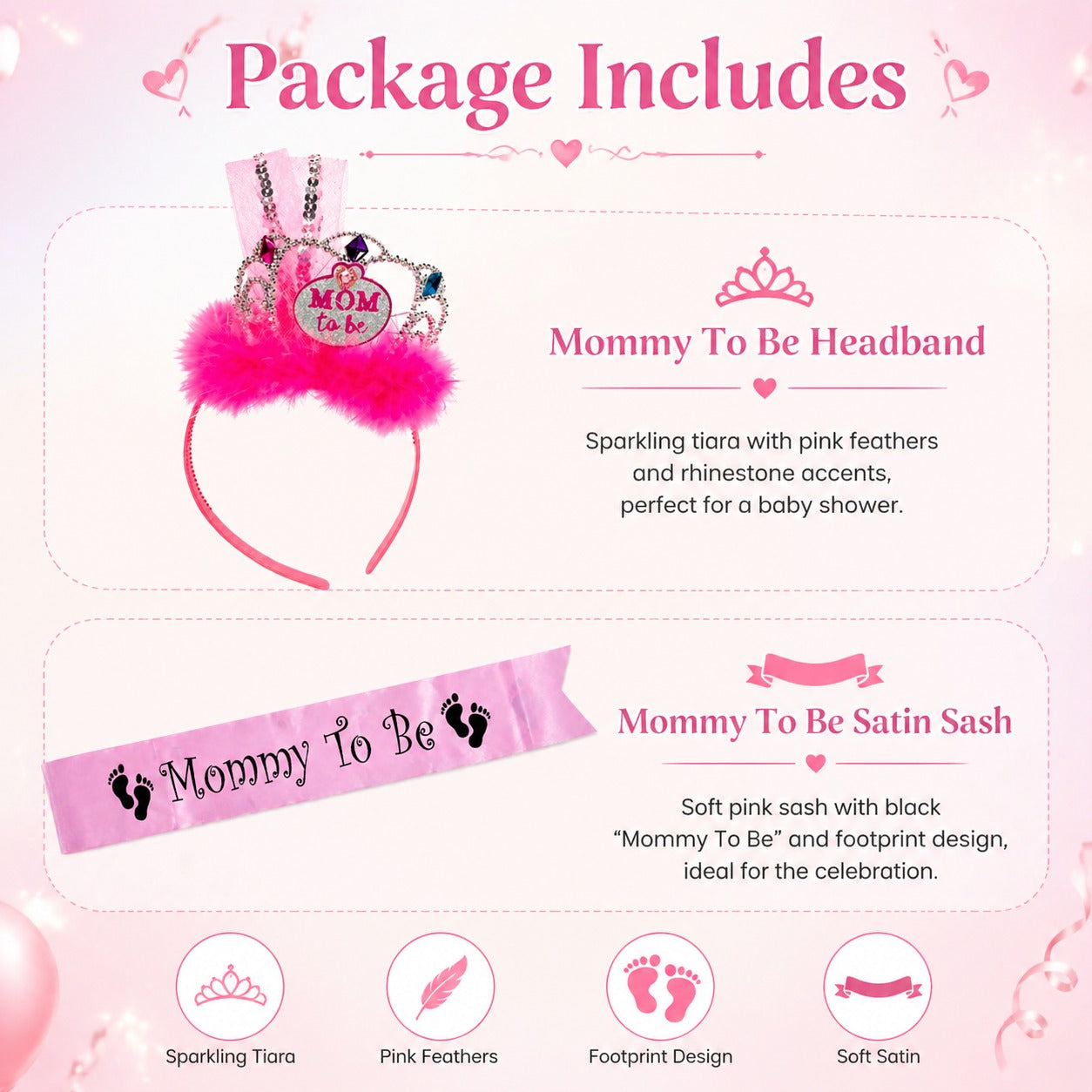 Baby Shower Mom to be Sash and Crown Combo Pack-2