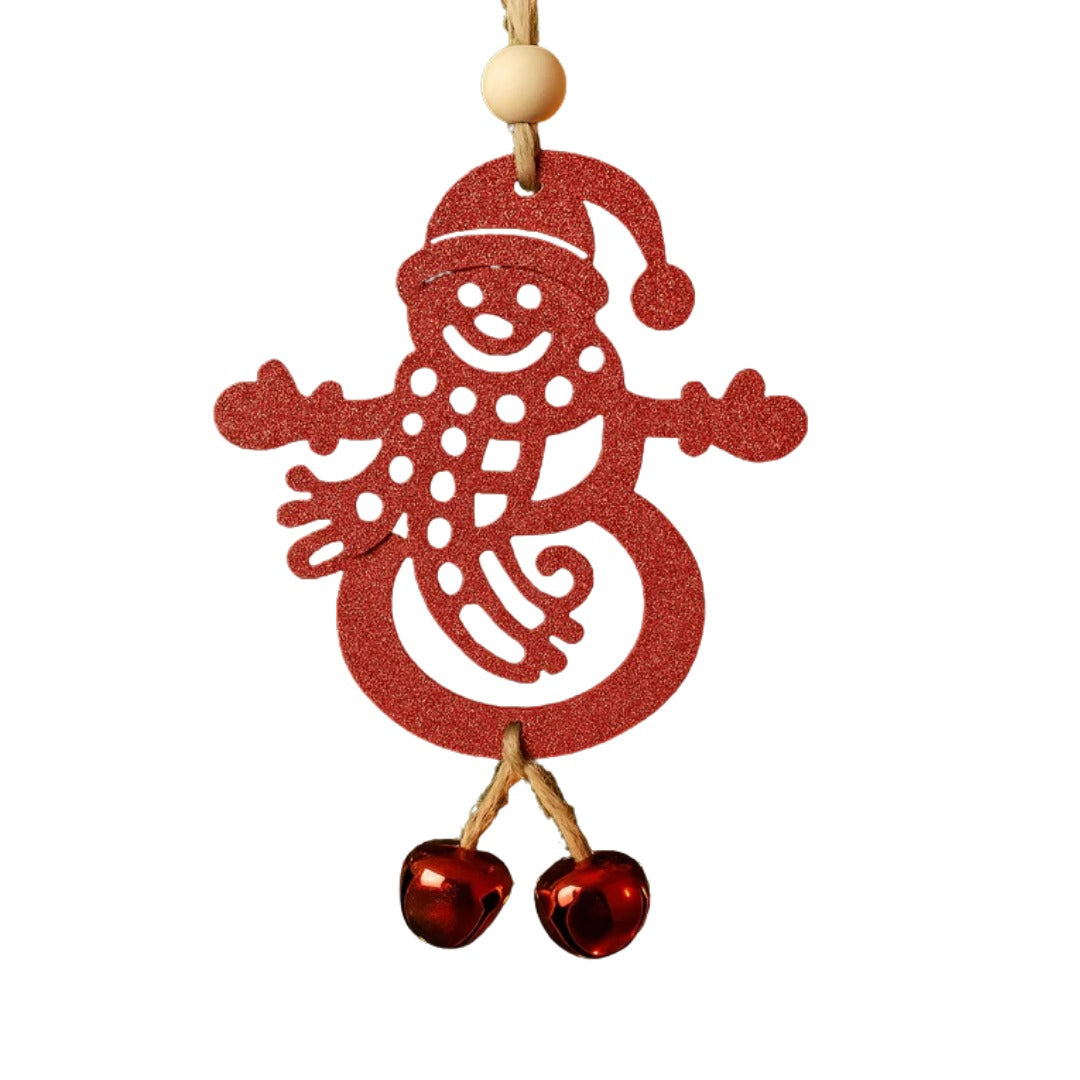 Christmas Tree Ornaments - Glitter Red Snowman Hanging Decoration - 1PC