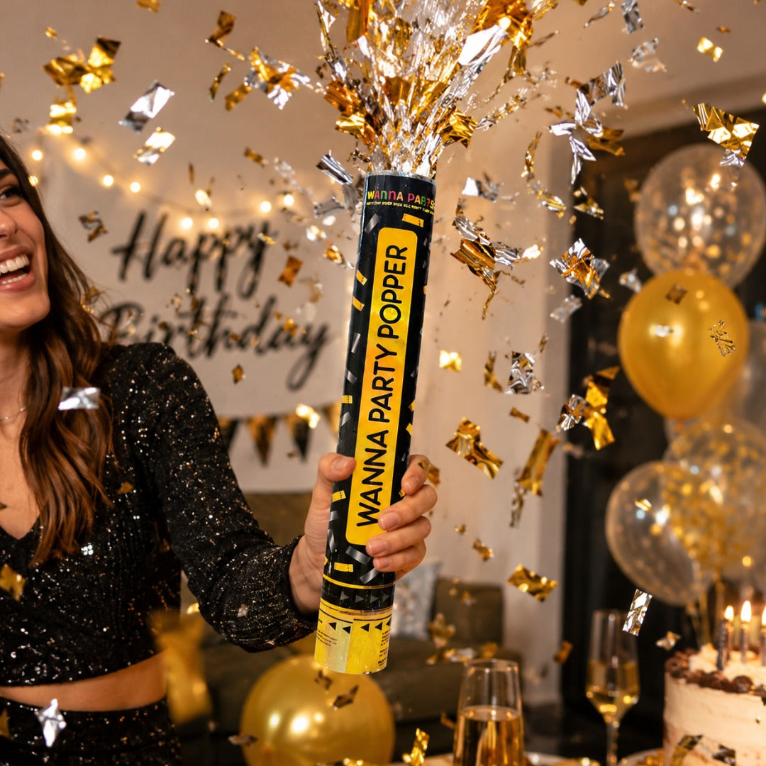Party Popper w/ Silver & Golden Confetti - 1PC