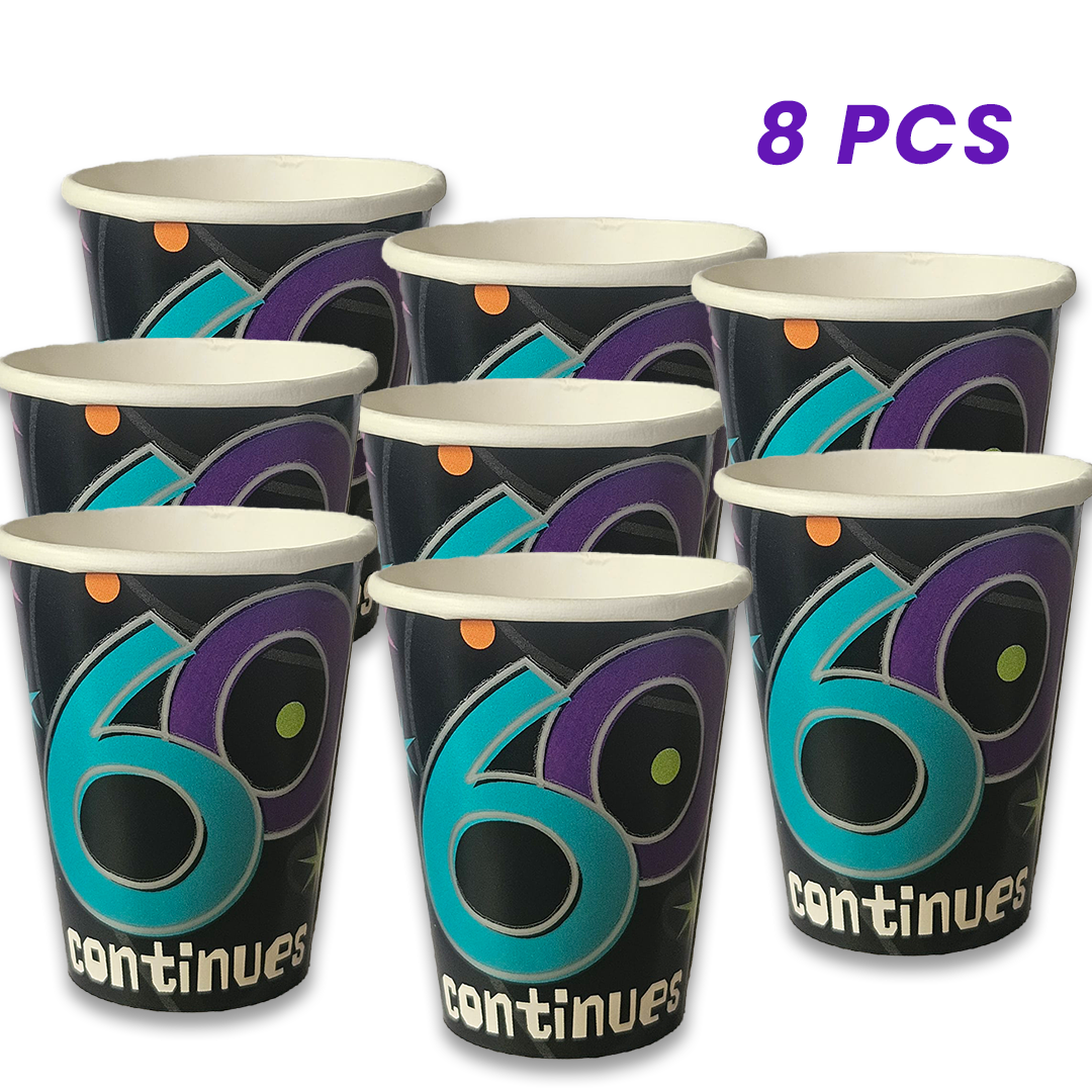 60TH BIRTHDAY 9OZ PAPER CUPS - 8CT