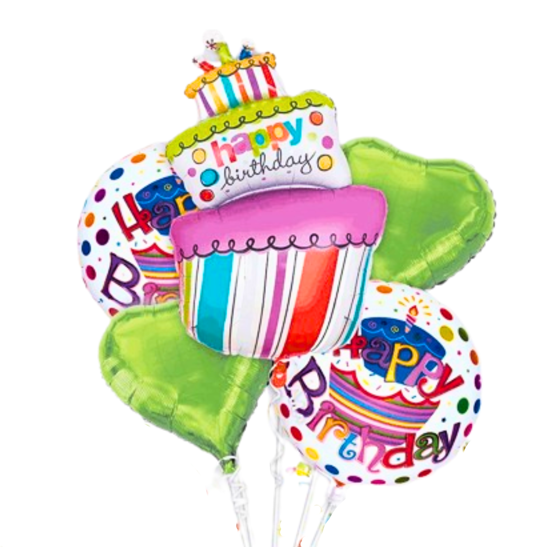 Happy Birthday Triple Layer Cake Balloon Set of 5 (w/ Helium Gas)