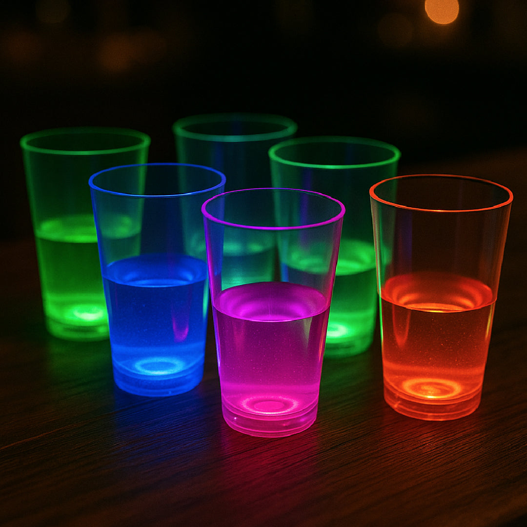 Glow In The Dark Neon Drinking Glasses - 8PC