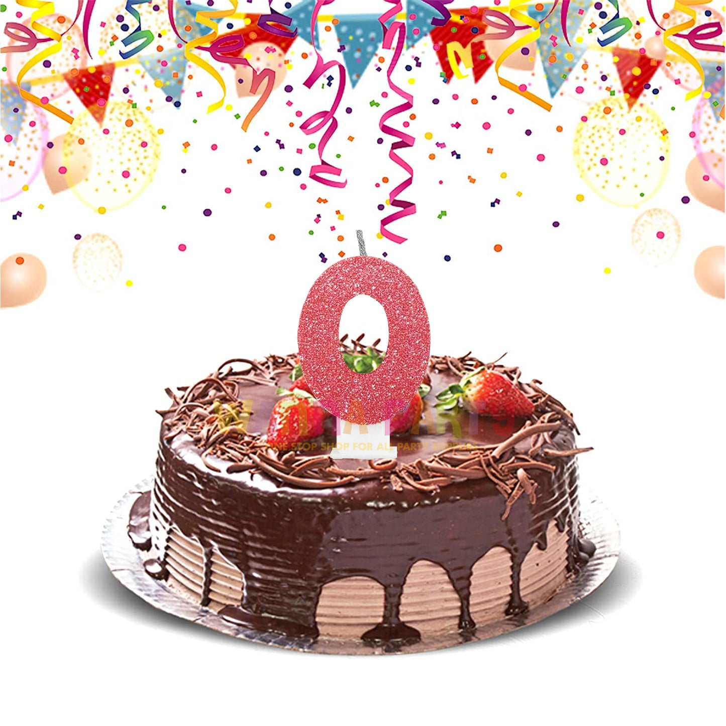 Glitter 0 Birthday Candle