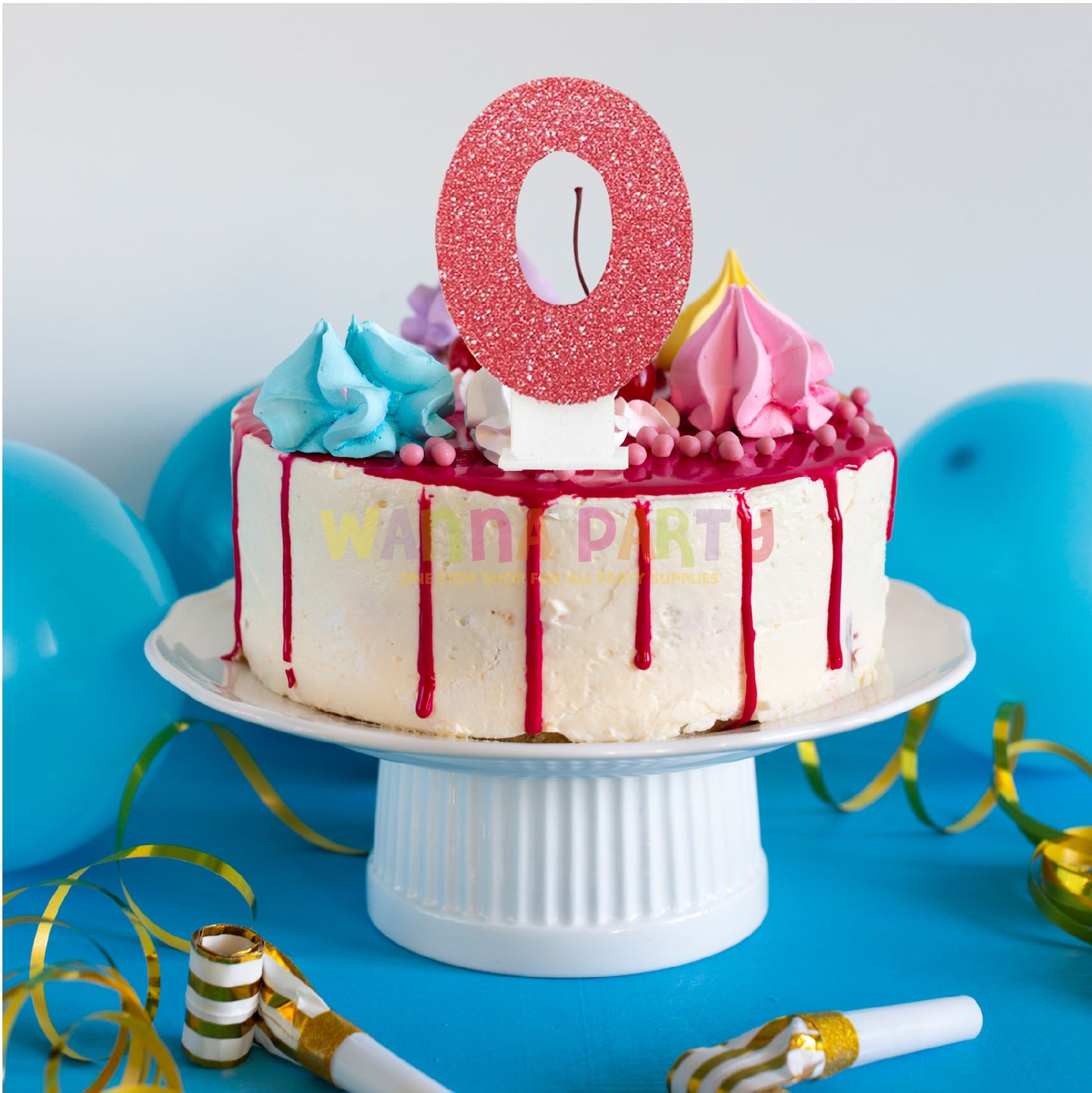 Glitter 0 Birthday Candle