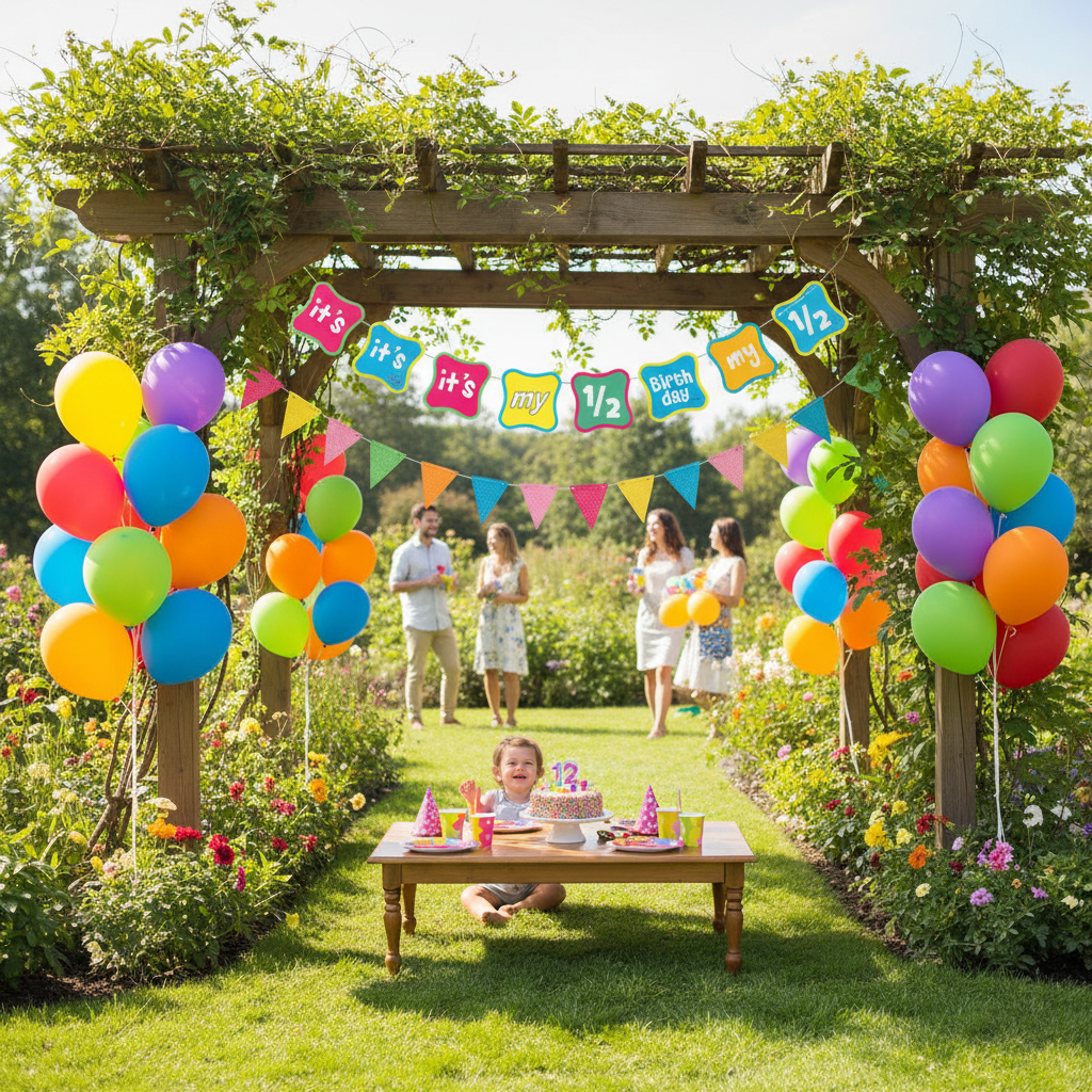 It's My Half Birthday Banner - Outdoor Garden Party