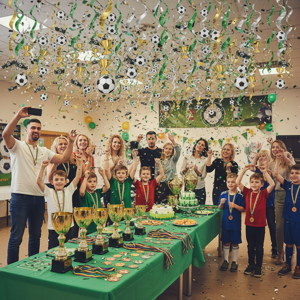 Soccer Foil Swirl Decoration at End of Season Celebration