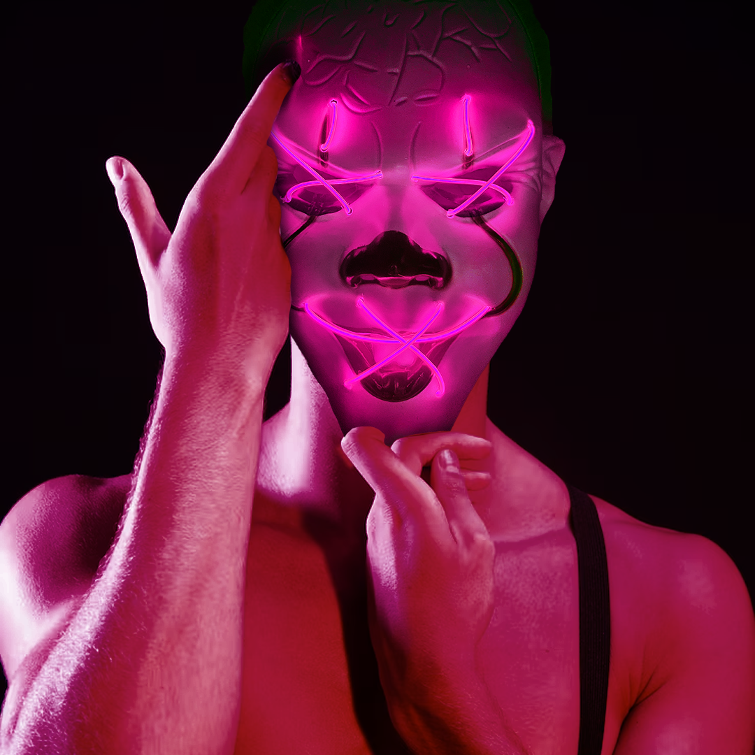 Halloween Joker Face Mask W/ LED light - 1PC