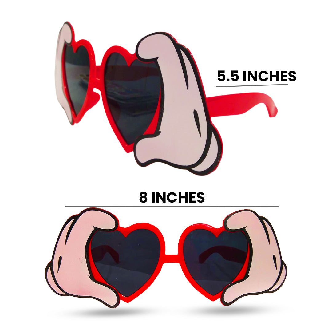 Heart Shaped Sunglasses with Clicking Hands Action for Adults - 1PC