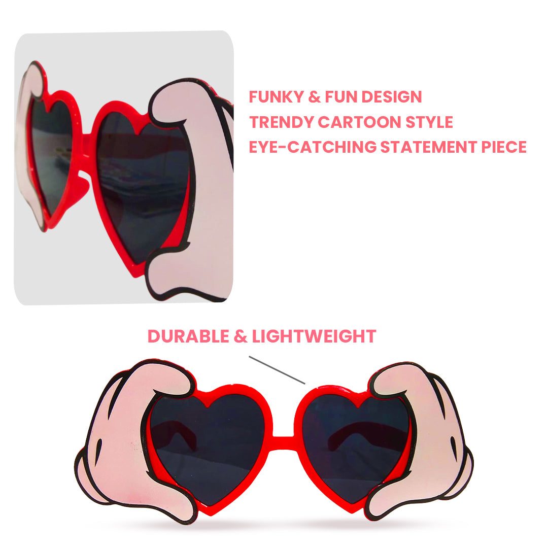Heart Shaped Sunglasses with Clicking Hands Action for Adults - 1PC