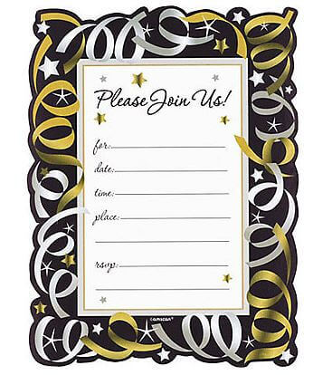 Silver Streamers Invite 6.25' x 4.75' - 20CT