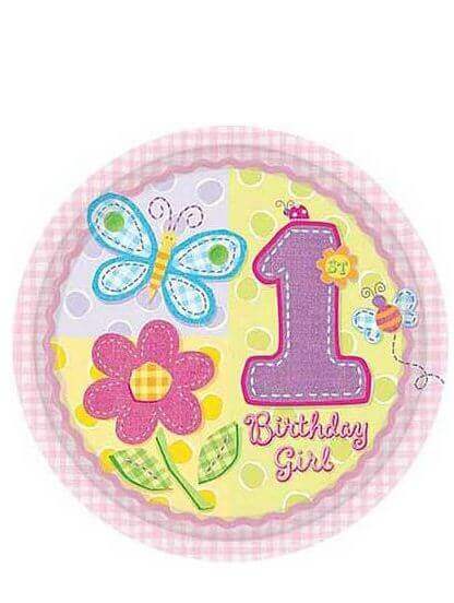 HUGS & STITCHES GIRL PAPER PLATES 10.5" - 8CT