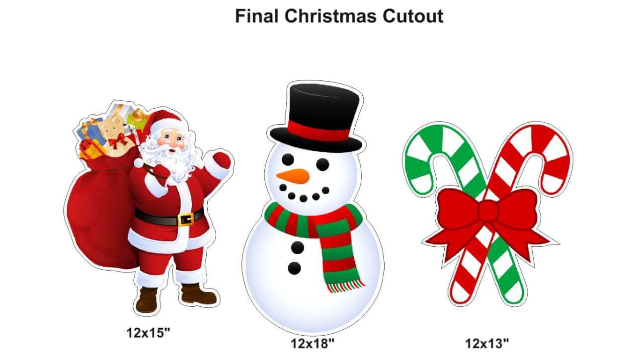 Christmas Santa & Snowman Cutout - 3 PC