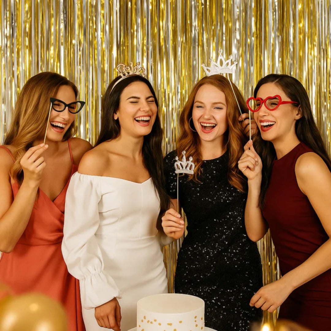 Gold & Silver Dual Tone Foil Curtain-2PC