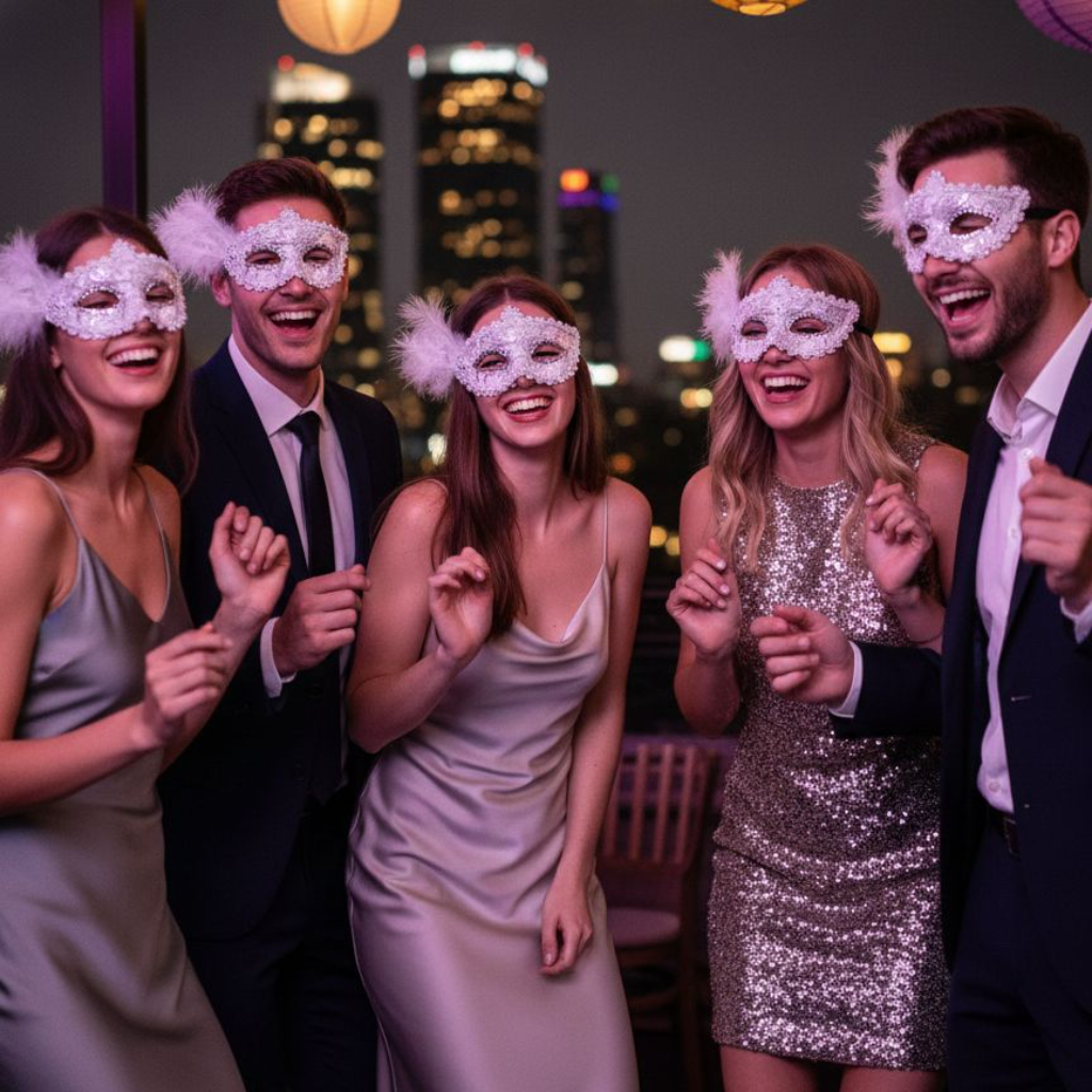 White Glitter Mask-1PC