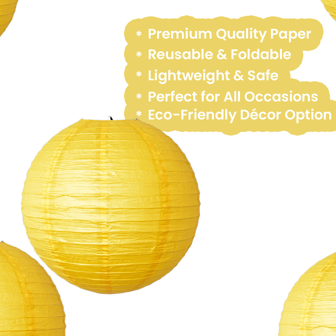 Yellow Round Paper Lantern - 10 Inches - 1PC