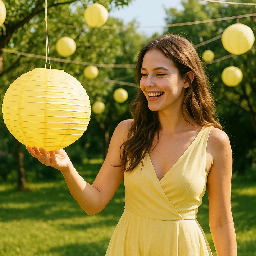Yellow Round Paper Lantern - 10 Inches - 1PC