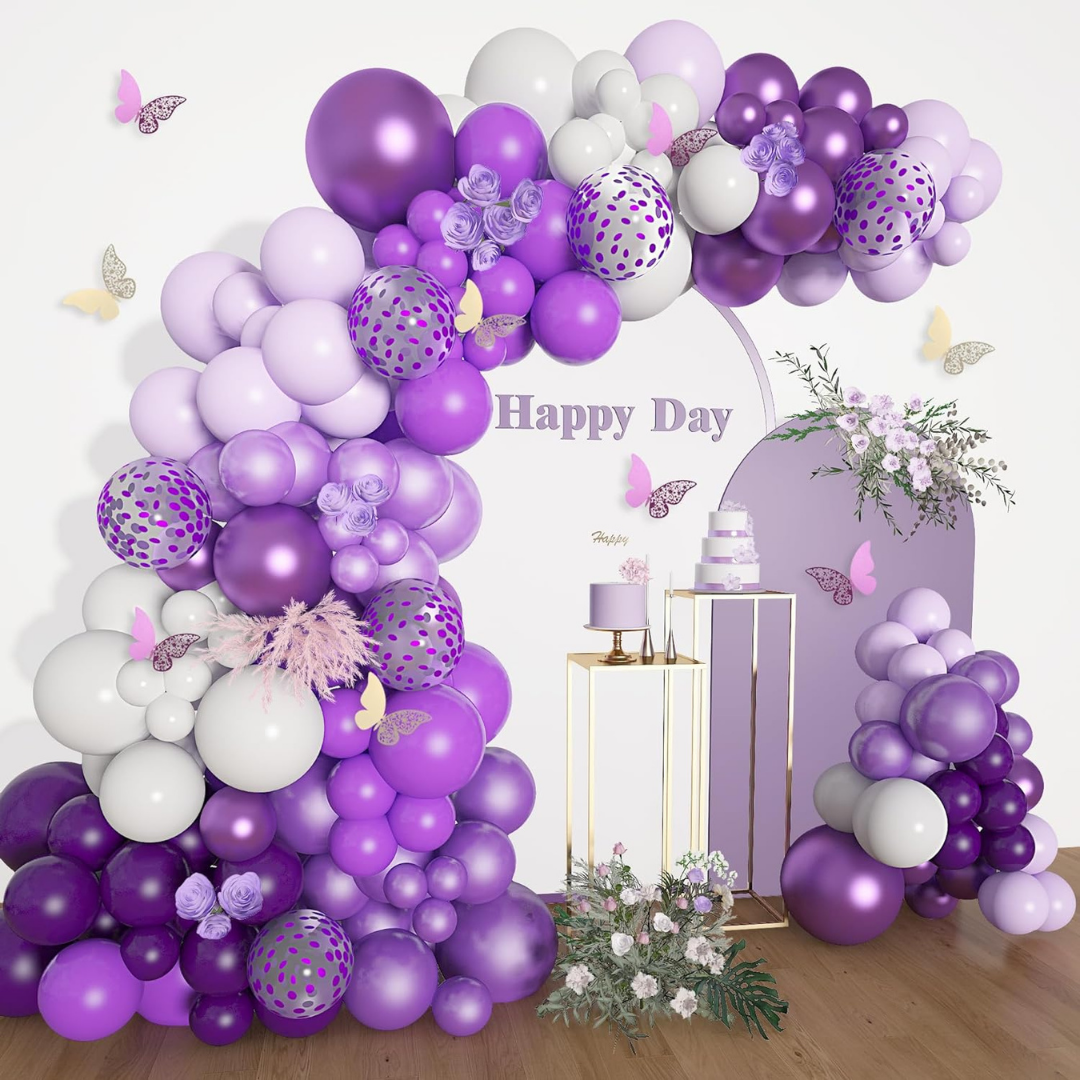 Purple Balloon Set with Butterfly
