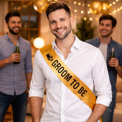 Groom To Be Sash Black &amp; Gold
