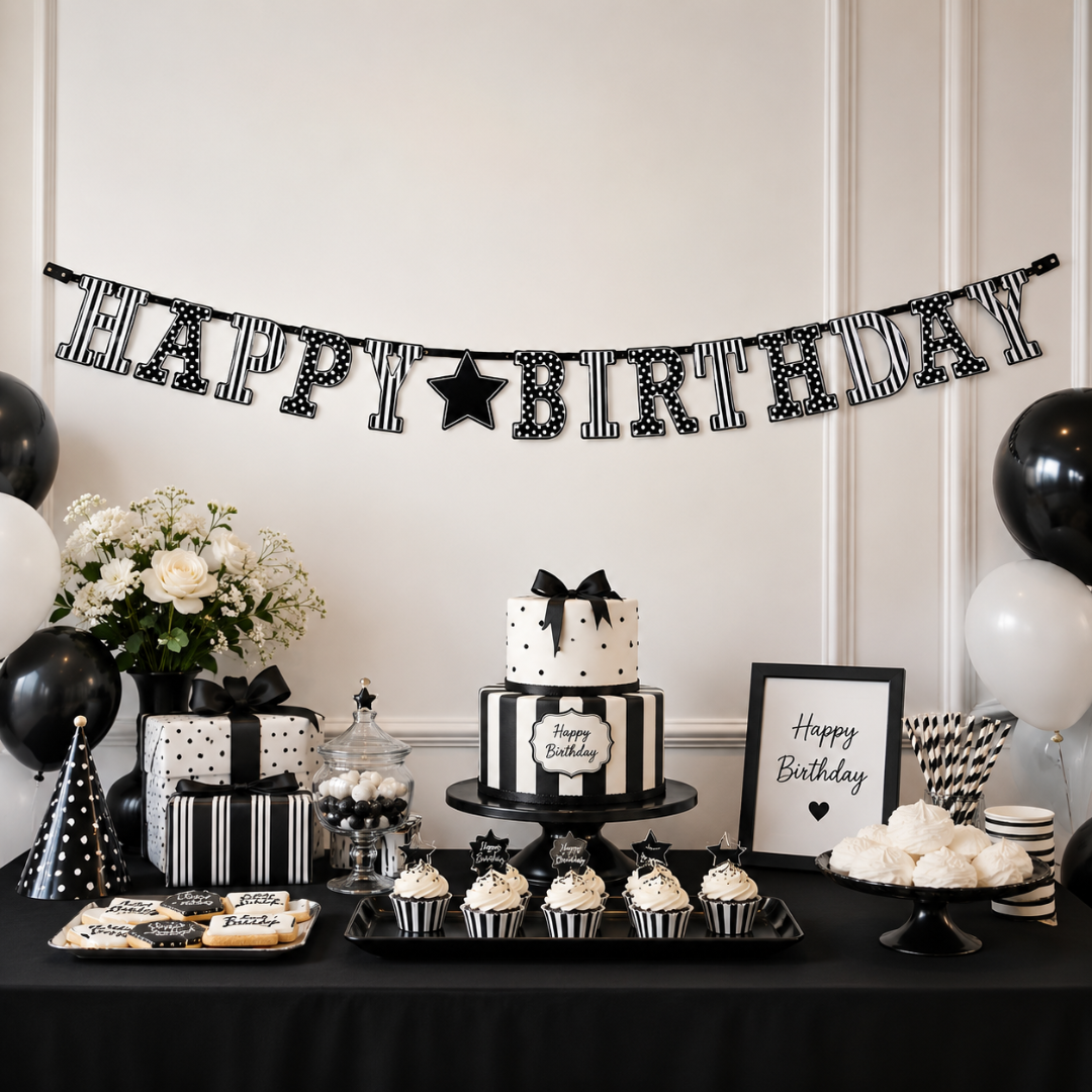 Giant Letrer Banner Black & White - Over 10FT