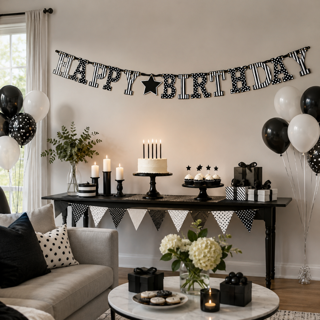 Giant Letrer Banner Black & White - Over 10FT