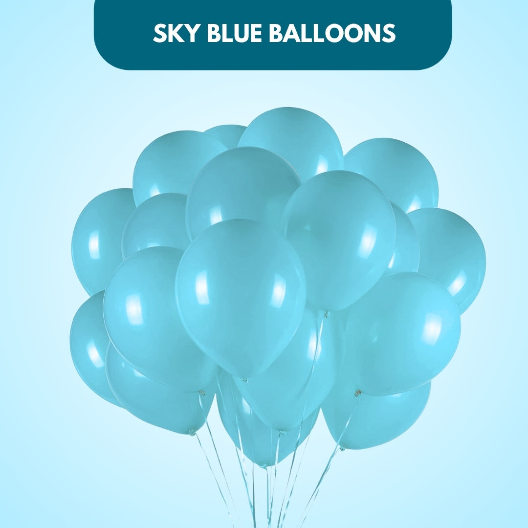 Sky Blue Latex/Rubber Balloons - Helium Quality -  12 inches - 20PC