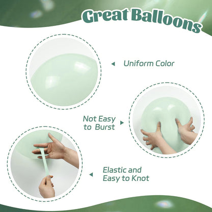 Pastel Macaron Green Latex / Rubber Balloon - Helium Quality - 12 inches - 10PC