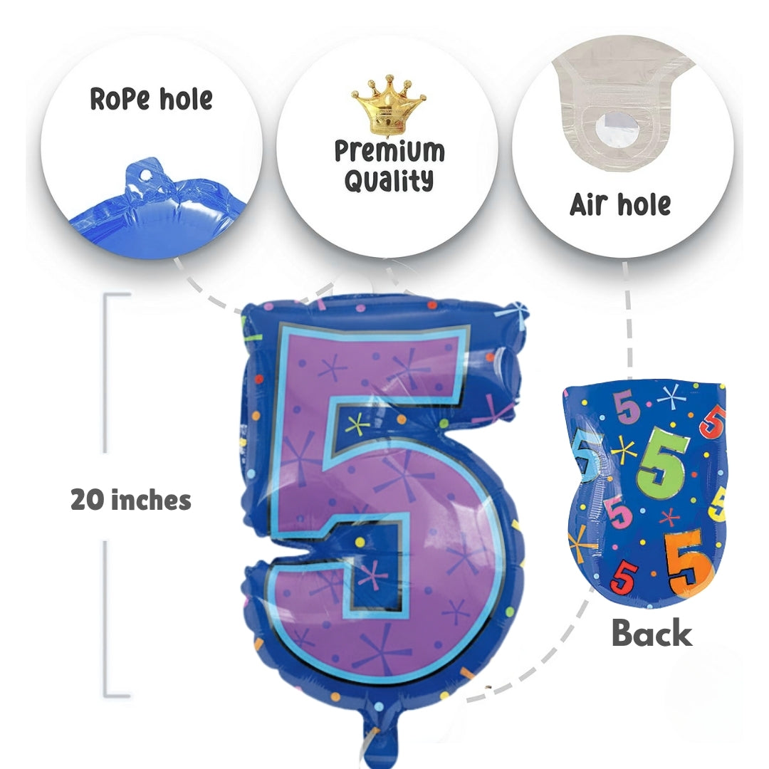 Number 5 Foil Balloon - Helium Quality - 18 inches - 1PC