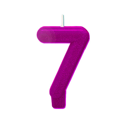 Purple Glitter Number 7 Birthday Candle - 1PC