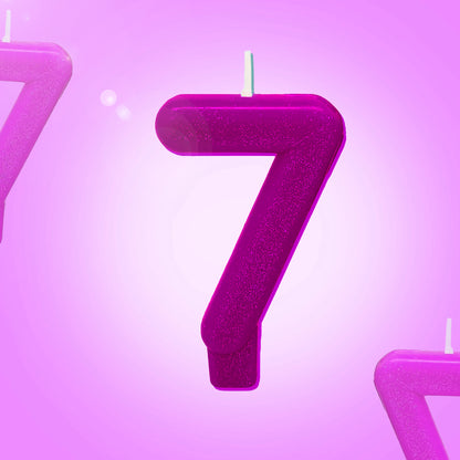 Purple Glitter Number 7 Birthday Candle - 1PC