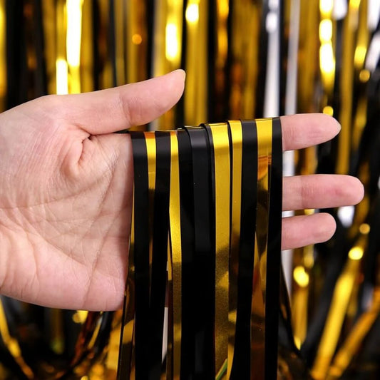Gold & Black Dual Tone Foil Curtain - 6FT x 3FT - 1PC