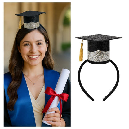 Glittery Graduation Top Hat with Headband - 1PC