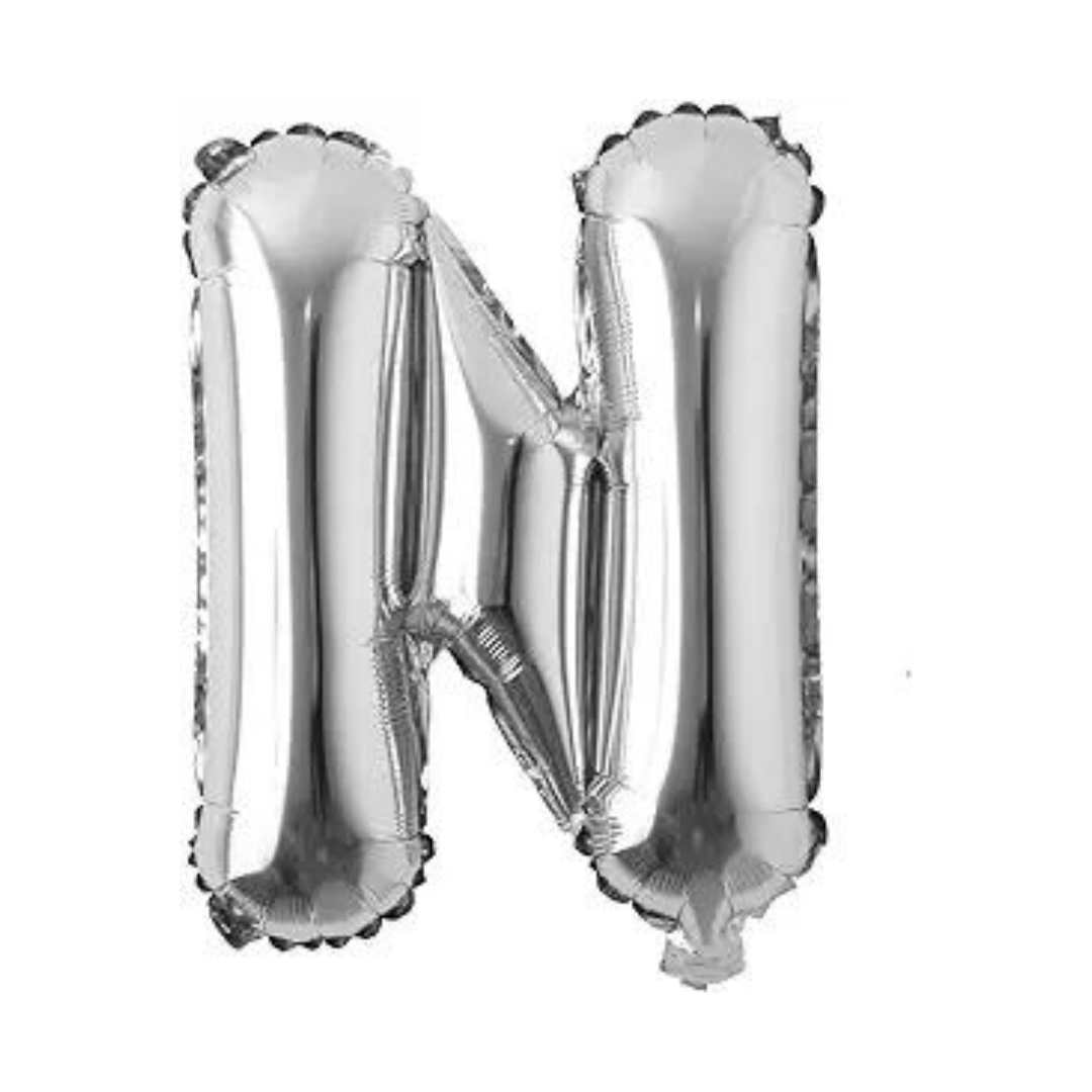 Letter N  Silver Foil Balloon - 16 inches - 1PC