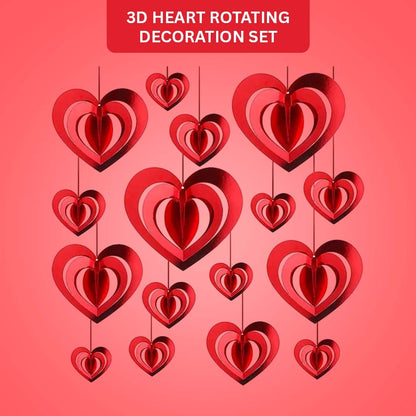 3D Heart Rotating Decoration Set - 16PC