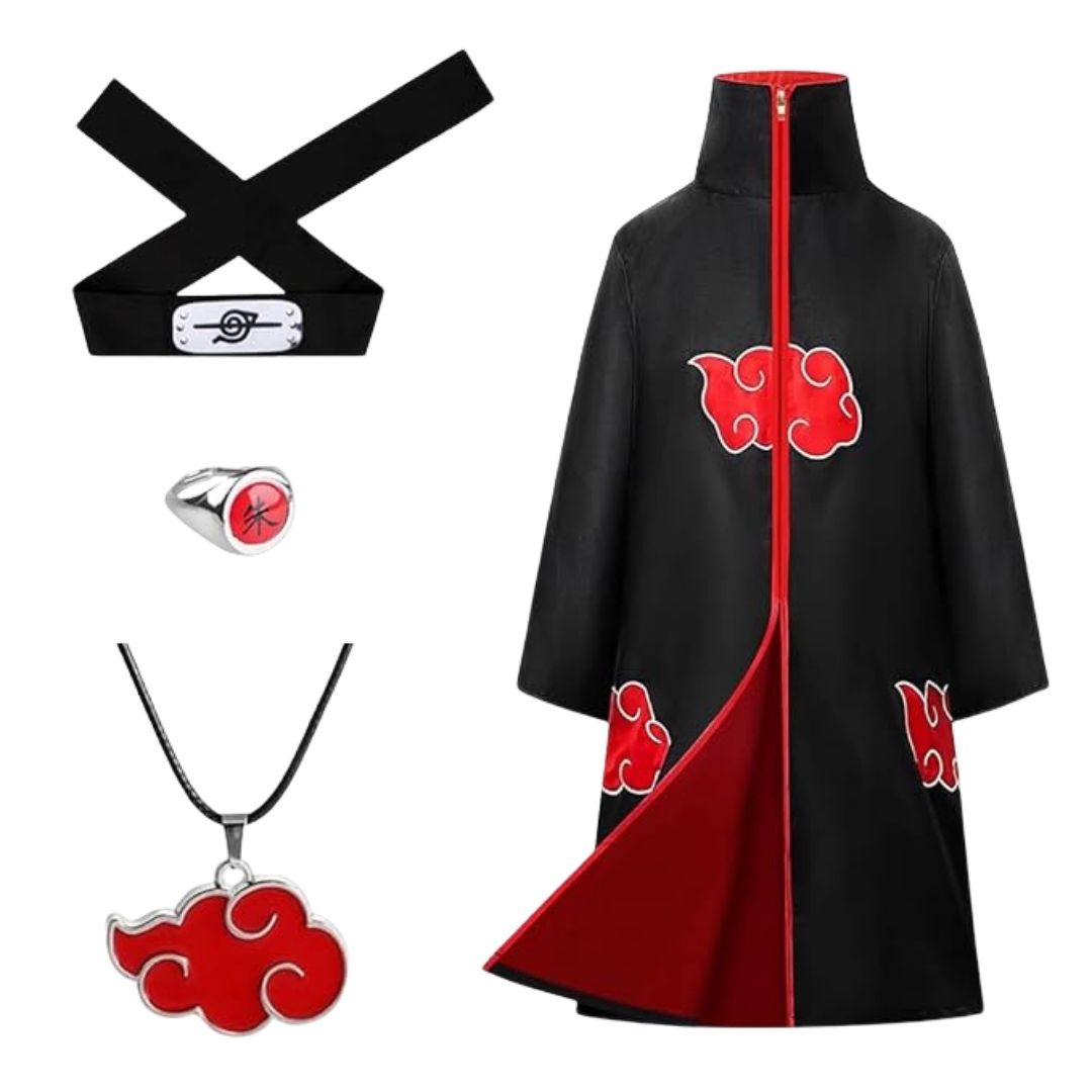 Uchiha Itachi Akatsuki Anime Costume - Medium - Set Of 2PC - Age 5 to 7 Years