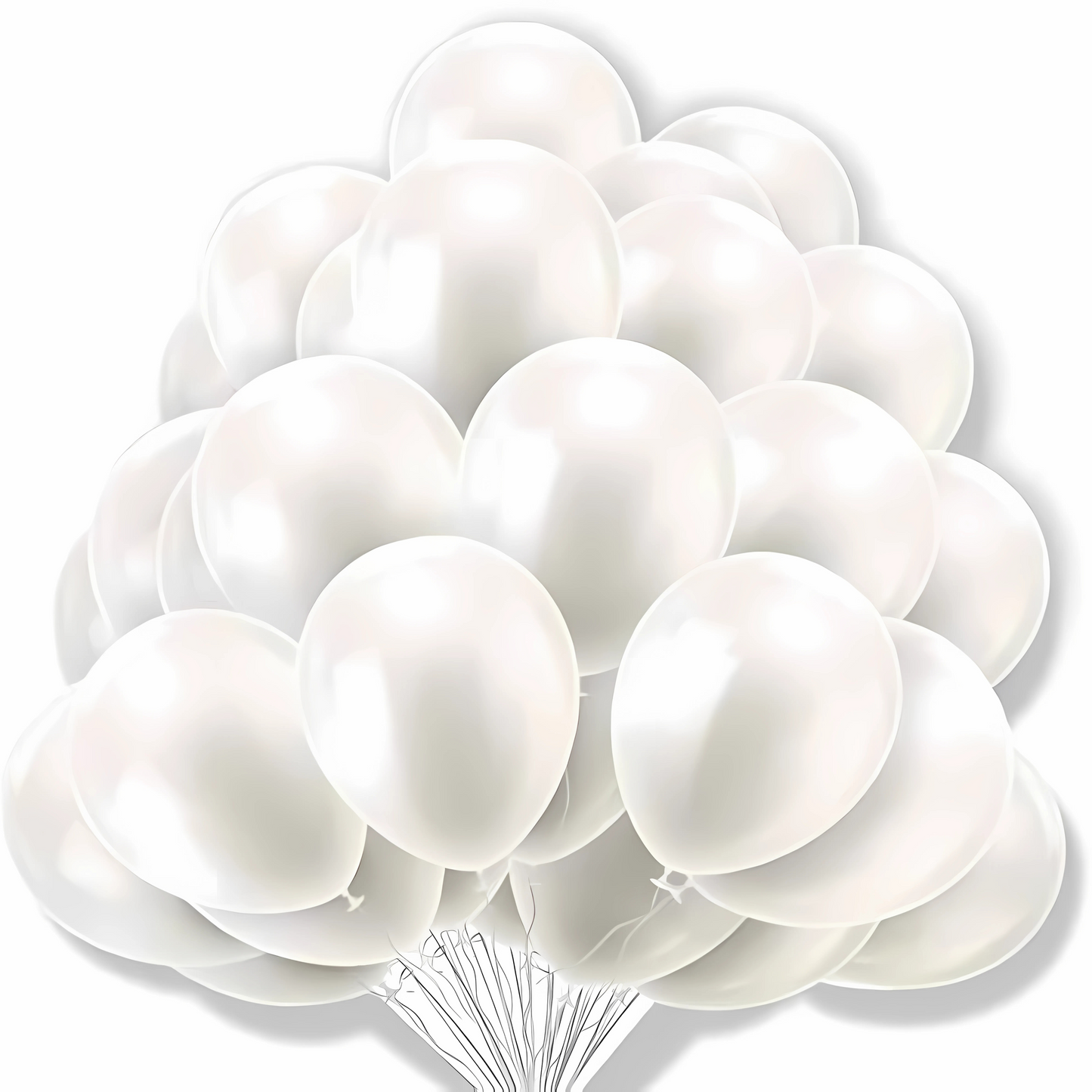 8" White Latex Balloon - 50ct
