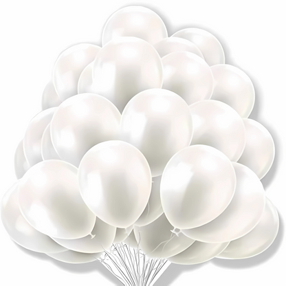 8" White Latex Balloon - 50ct