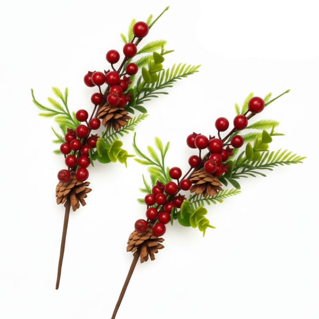 Pine Snow Leaves with Cherry & Tree Inserts - 2PC