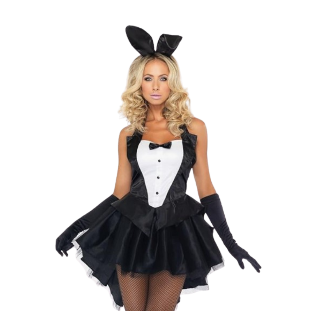 Adult Sexy Bunny Costume w/ Gloves, Bunny Ears & Tail