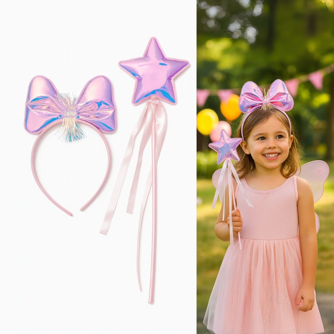 Princess Headband with Wand Iridescent - 2PC