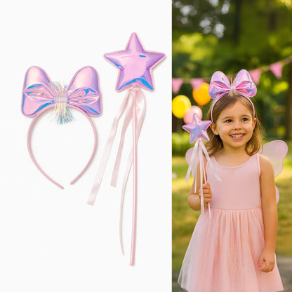 Princess Headband with Wand Iridescent - 2PC