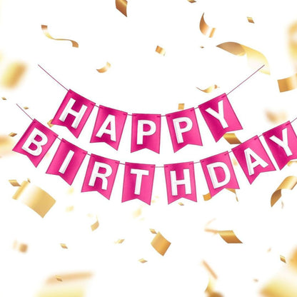 Metallic Pink Happy Birthday Banner - 1PC