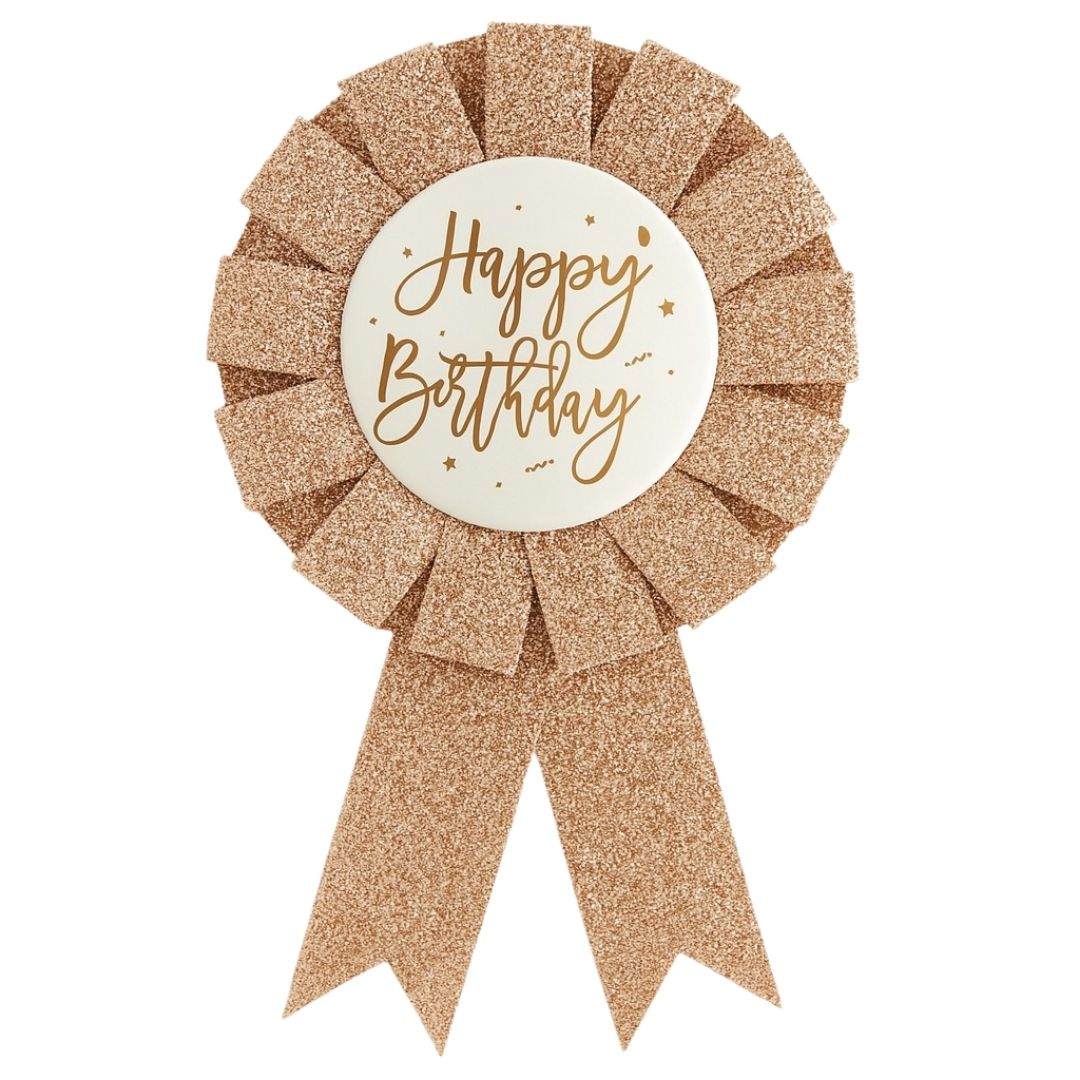 Happy Birtday Rose Gold Award Ribbon  - 1PC