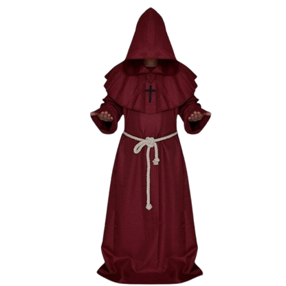 Draconian Priest Red Robe w/Rope, Hood and Cross Sign