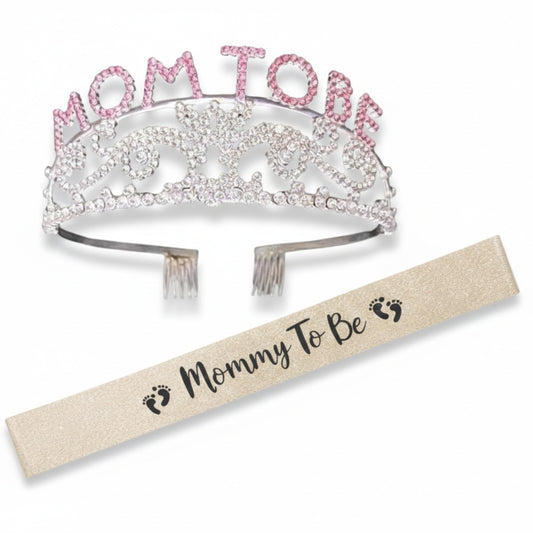 Baby Shower Decoration Items Mom to Be Sash and Tiara 2pcs For Maternity