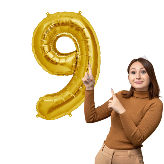 Number 9 Golden Foil Balloon - Helium Quality - 40 inches - 1PC