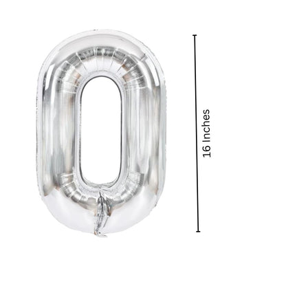 16" Numerical 0 Silver Balloon