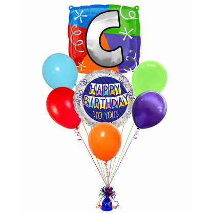 Alphabet "C" Printed Square Shaped Balloon Helium Supported for Birthday Boy/Girl Name Initiatls - 18 inches