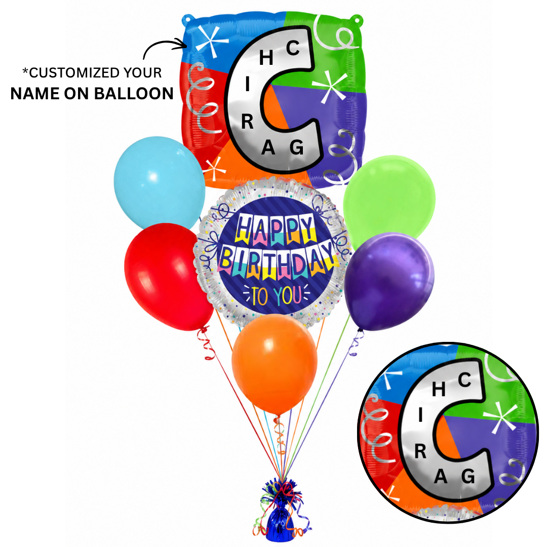 Alphabet "C" Printed Square Shaped Balloon Helium Supported for Birthday Boy/Girl Name Initiatls - 18 inches