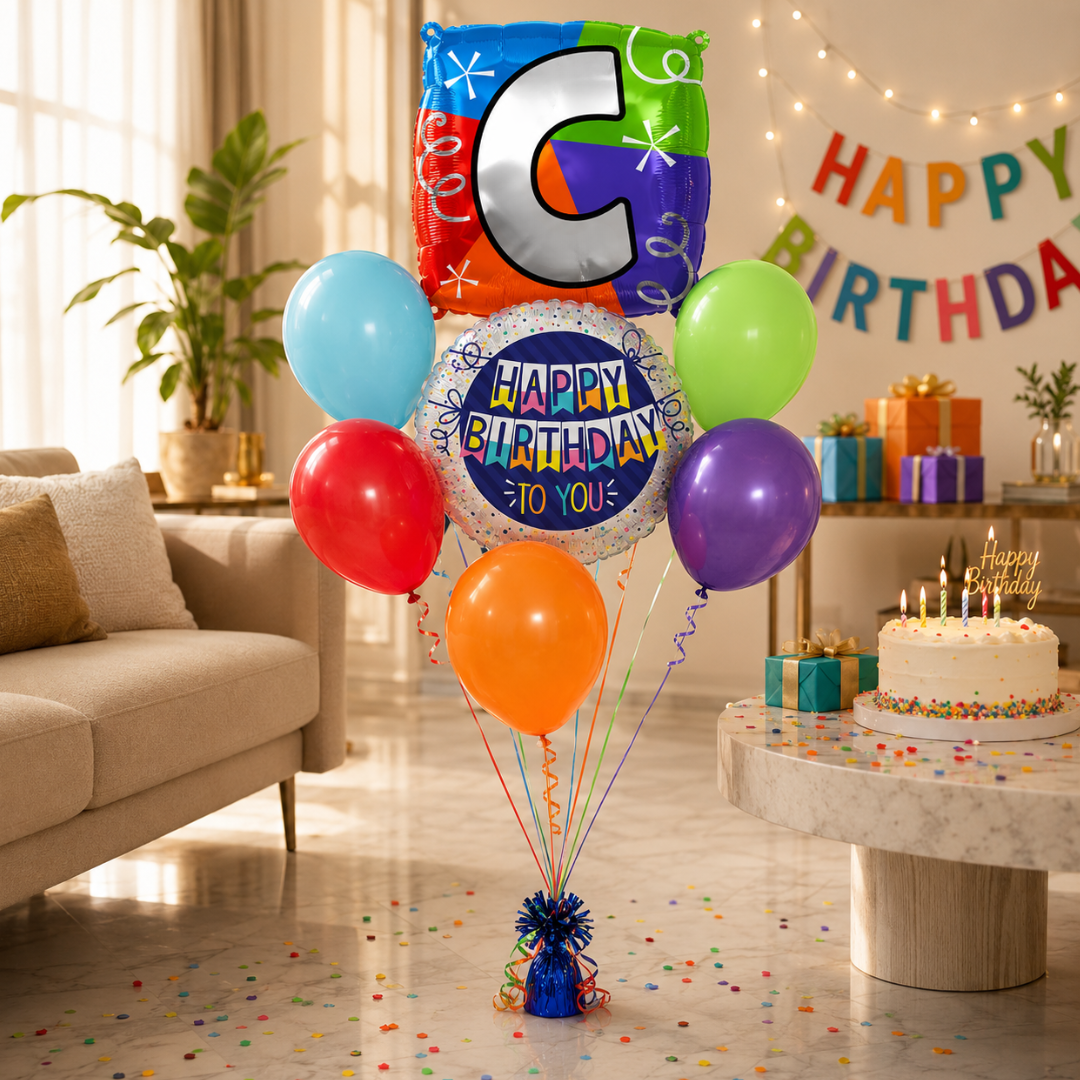 Alphabet "C" Printed Square Shaped Balloon Helium Supported for Birthday Boy/Girl Name Initiatls - 18 inches